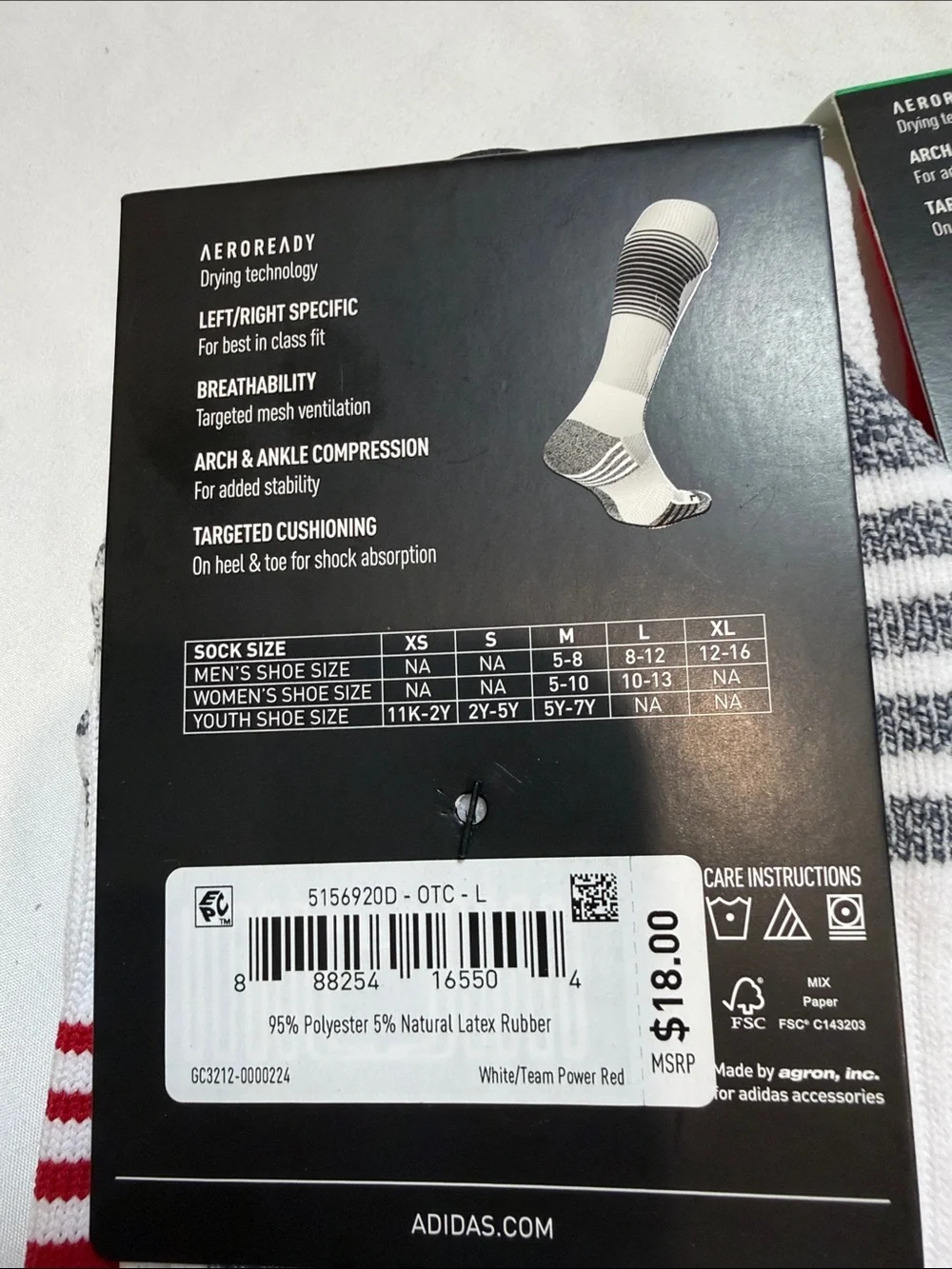 adidas Men's Soccer Socks-Red & White